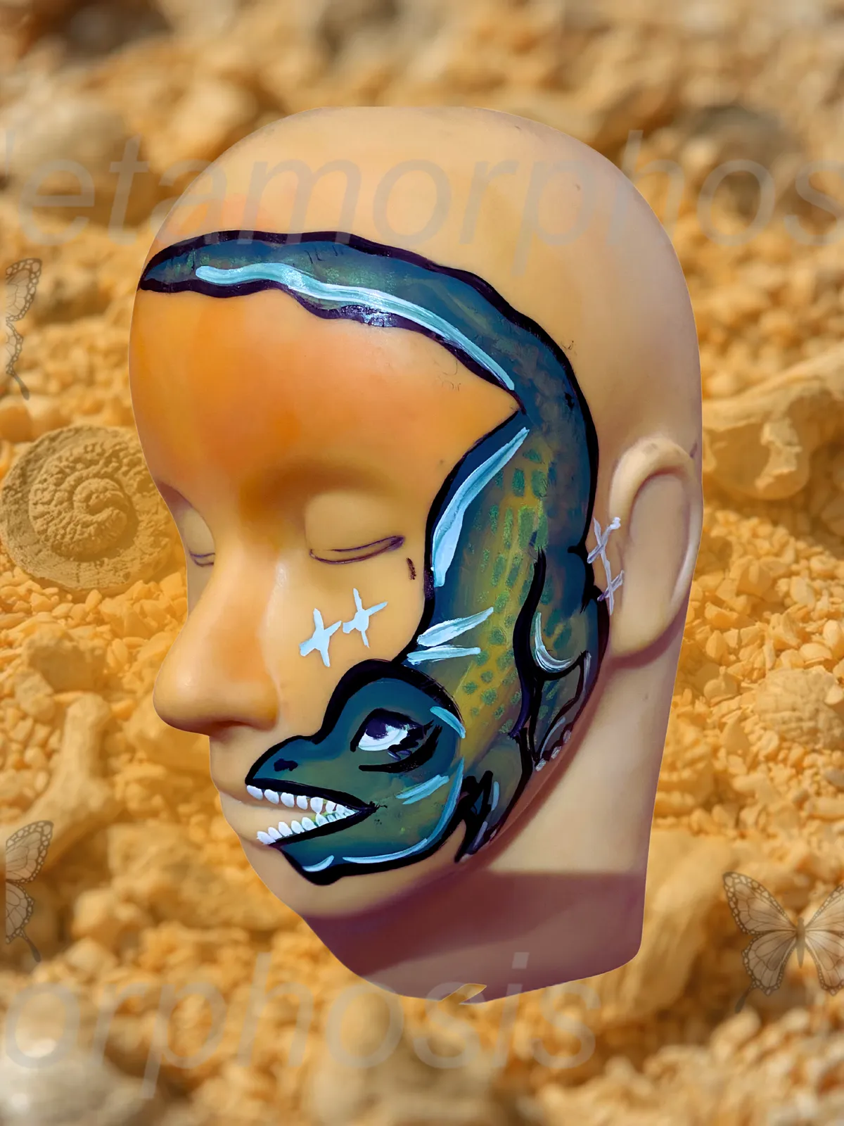 T-Rex dinosaur face paint design