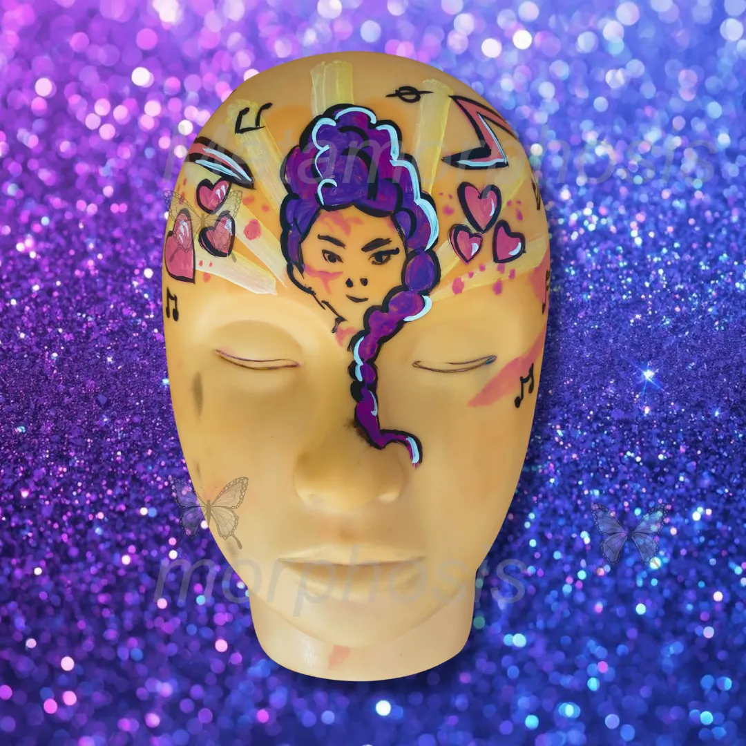 K-pop inspired glitter face paint design